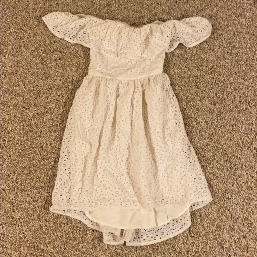 Abercrombie Kids White Lace Off shoulder Dress